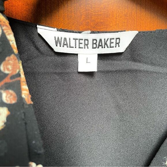 Walter Baker Selena Black Floral Neck Tie Blouse Large - Picture 5 of 8